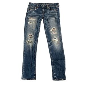 Vintage American Eagle Jeans Women’s Size 8 Stretch Skinny Low Rise Distressed